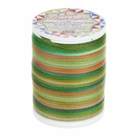Hand Dyed Organic Cotton Braid 50yd Green to Tan