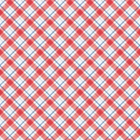 Country Blue Diagonal Plaid White/Red