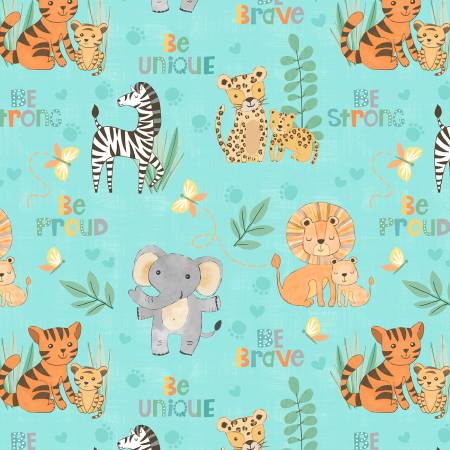 Safari Snuggles Critters All Over Teal