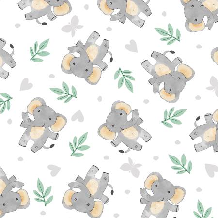 Safari Snuggles Elephant Toss White