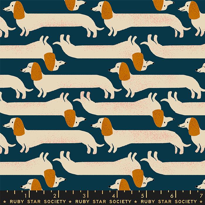 Dog Park Dachshund Teal Navy RS2096 13