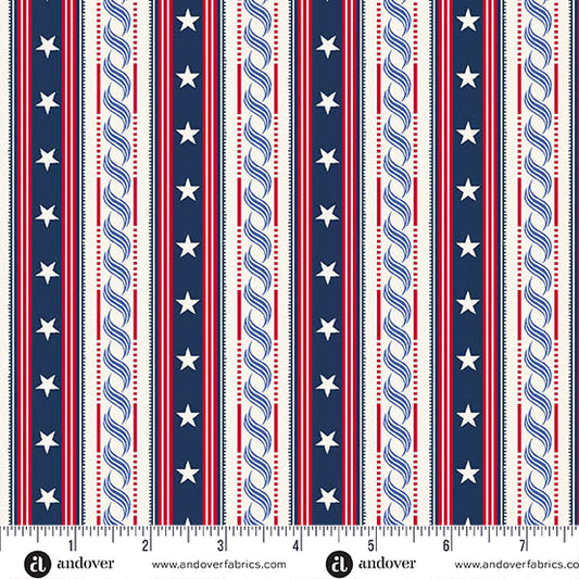 Andover Fabrics Americana by Andover Fabrics Stripe Blue