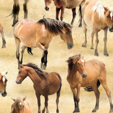 Greener Pastures Tan Horses Allover