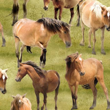 Greener Pastures Green Horses Allover