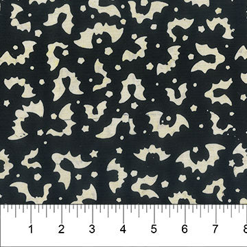 Midnight Magic Black LOTS OF BATS Batik