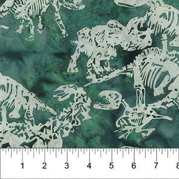 Dinosaurs Batik Fossilized Teal