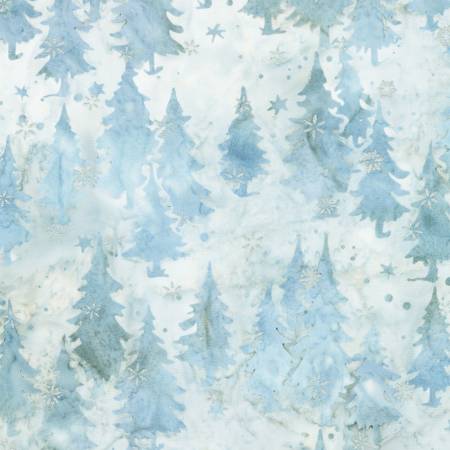 Winter Pines Trees Frost Batik