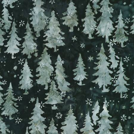 Winter Pines Trees Night Batik