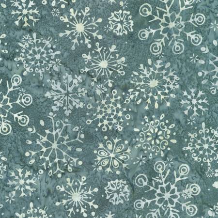 Winter Pines Snowflakes Shale Batik