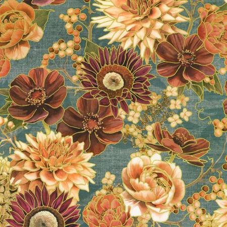 Hello Fall DustyBlue Florals