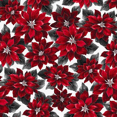 Ice/Silver Hoffman Holiday Red Poinsetta Digital Cuddle 60"