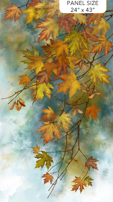 Autumn Splendor Teal Autumn Panel 24" x 42"