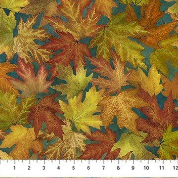 Autumn Splendor Dk Teal Leaves