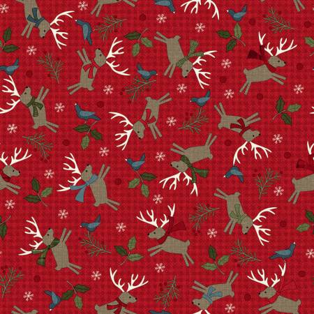 Holly Jolly Red Deer Flannel