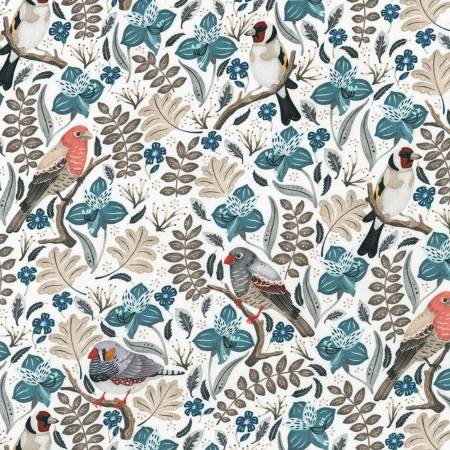 Feathers and Flora Birds White
