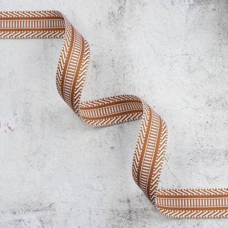 Railroad Track Tan/White Webbing 1-1/2in" per yard