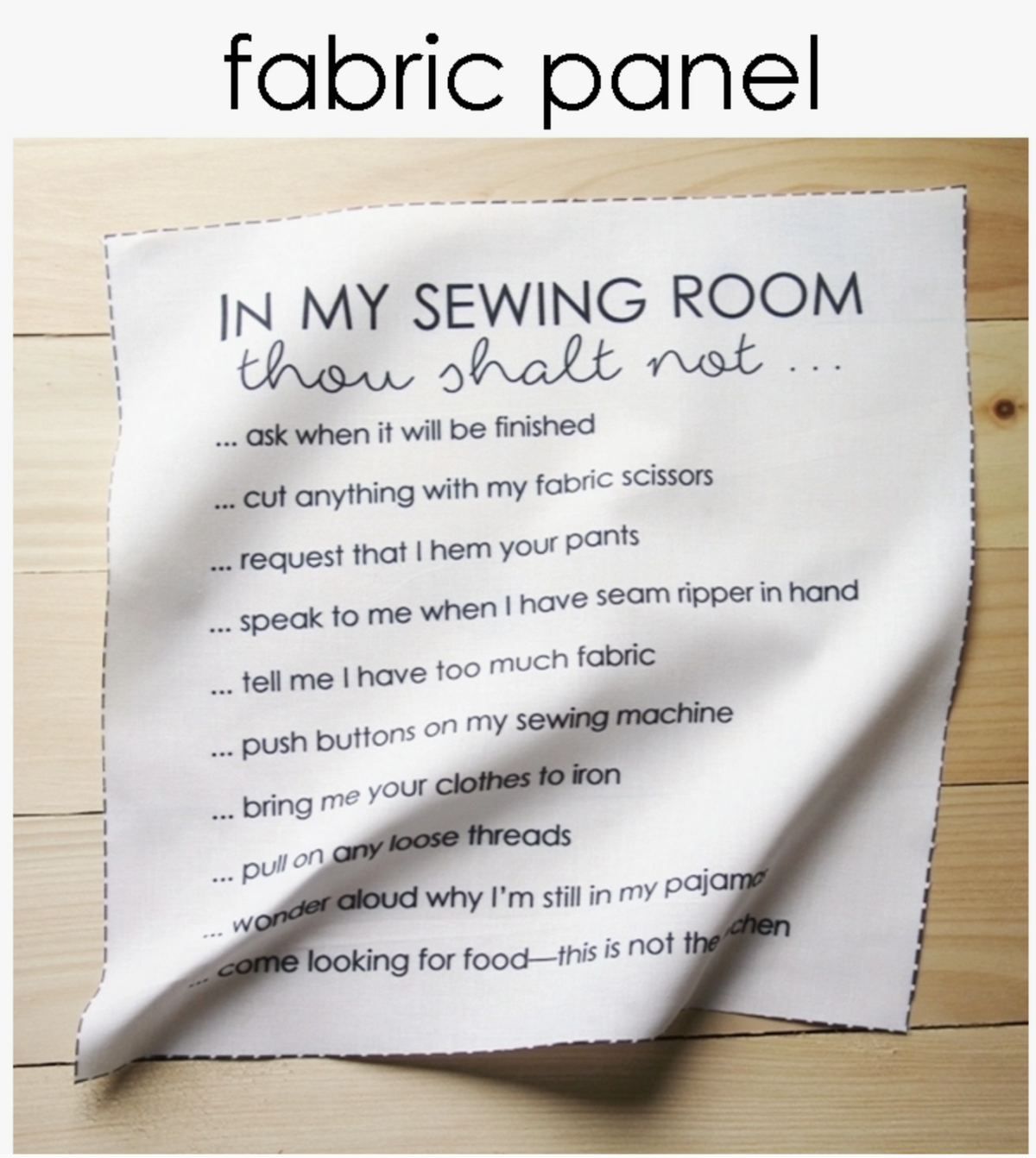 Sewing Room Rules Panel 12-1/2" square