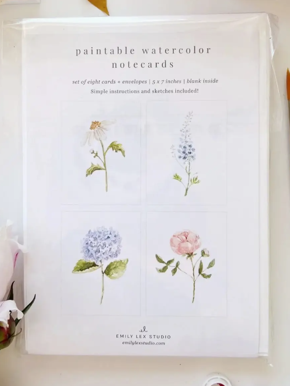 garden flowers paintable watercolor notecard set