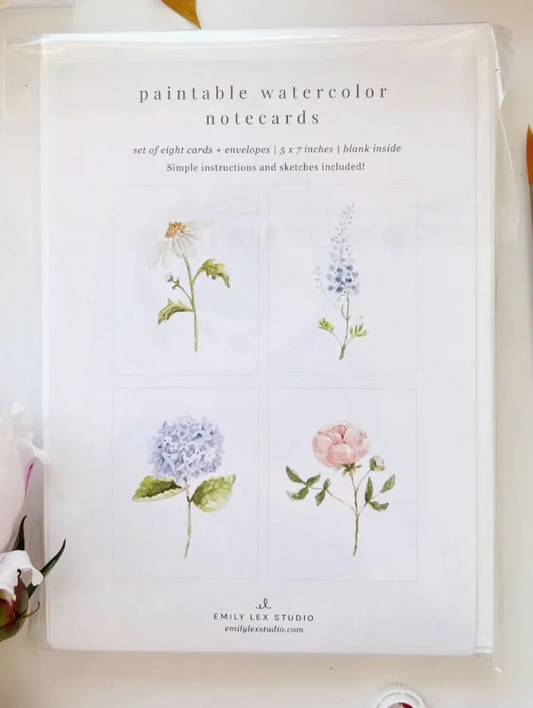garden flowers paintable watercolor notecard set