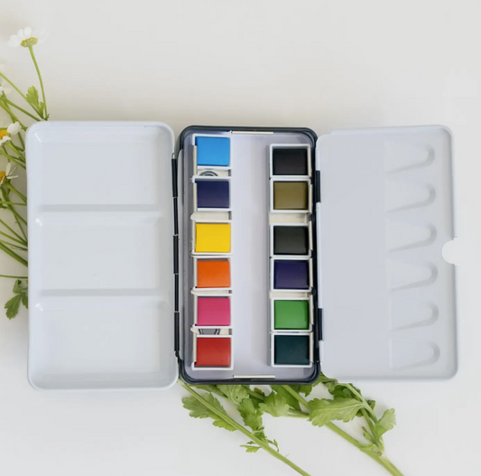 12 Color Travel Watercolor Paint Palette