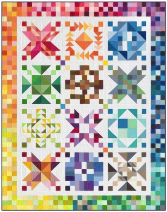 Kona BOM Color Patchwork Party Kit- Pattern and Charms ONLY
