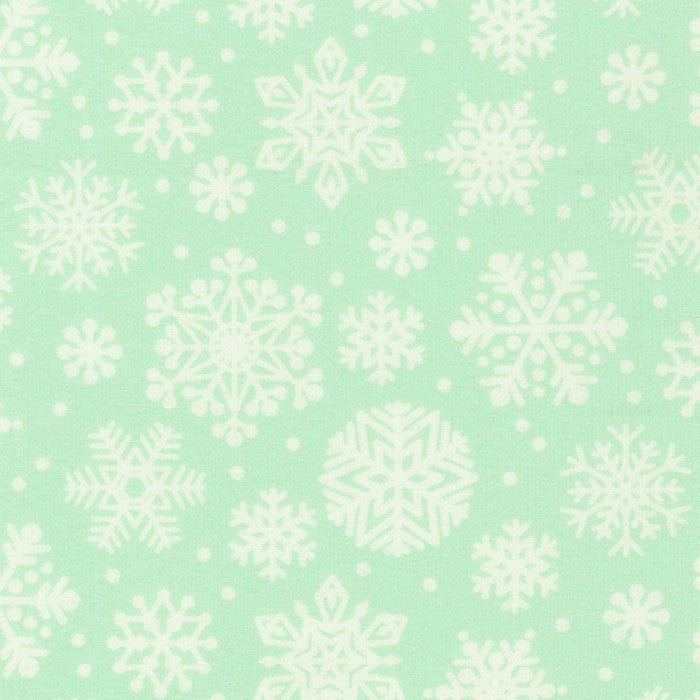 Snow Snuggles Flannel Mint Snowflakes
