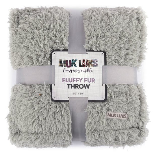 Muk Luks Fluffy Fur Throw 50" x 60" Grey