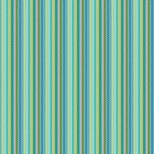 Sew Bloom Stitch Stripe Turquoise/Multi